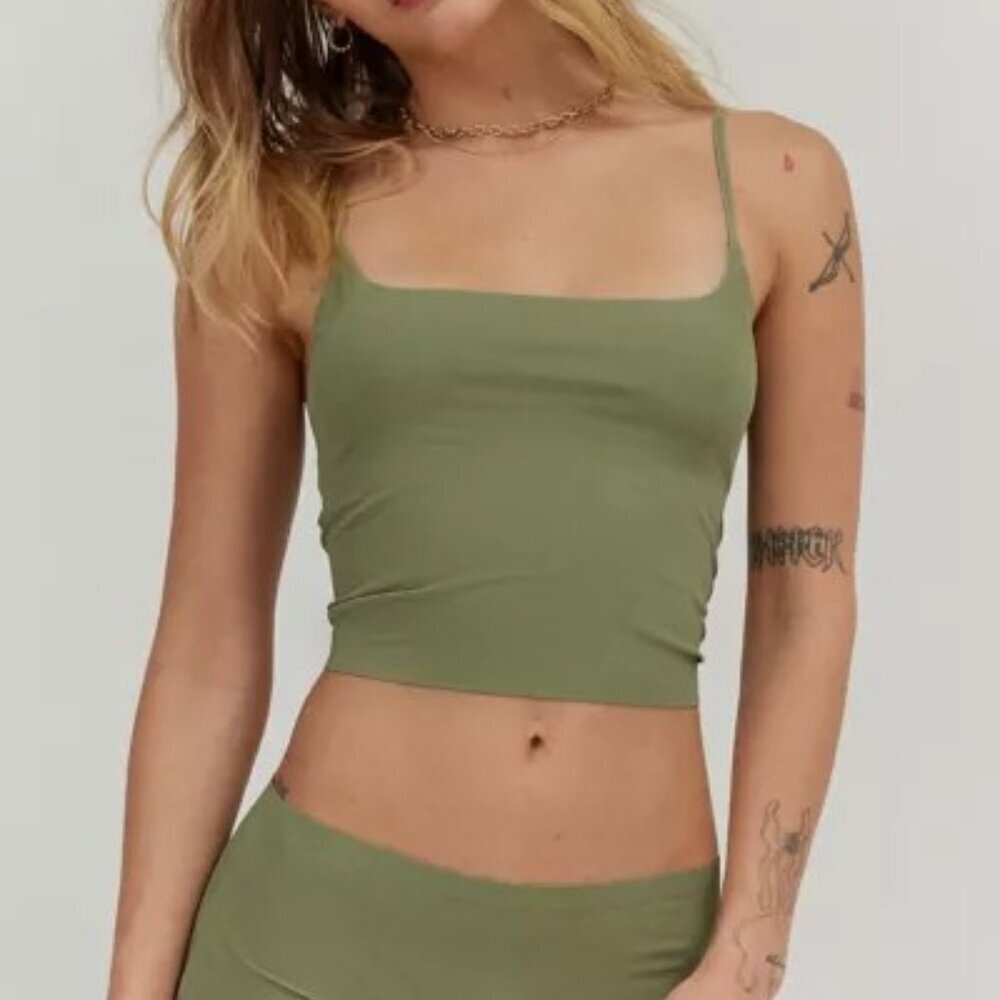 NWT UO Out From Under Ribbed Base Layer Green Cami